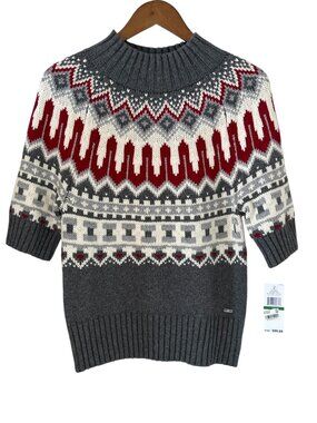 Tommy Hilfiger NEW Fair Isle Short Sleeve Sweater Size L